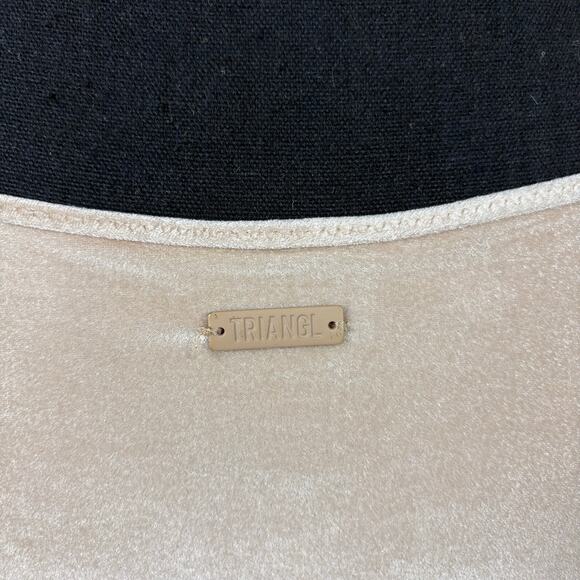 Triangl Neutral Two Piece Scoop Neck High Cut Myla Velvet Bikini Swimsuit - Picture 8 of 12